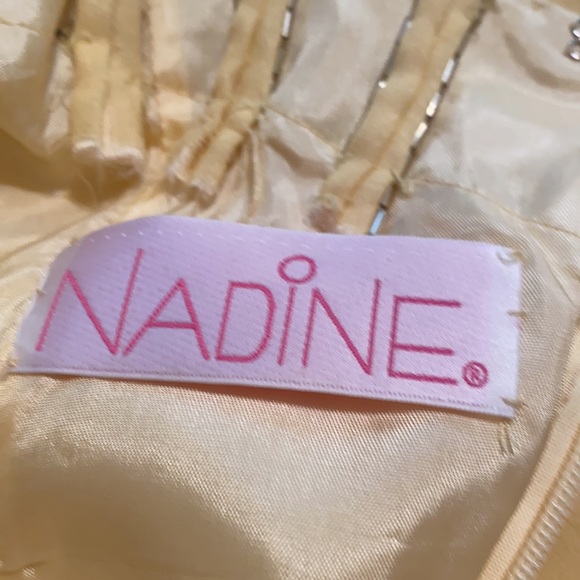 Flirty yellow Nadine cocktail dress fully beaded bodice with 3 spaghetti straps - Picture 8 of 14